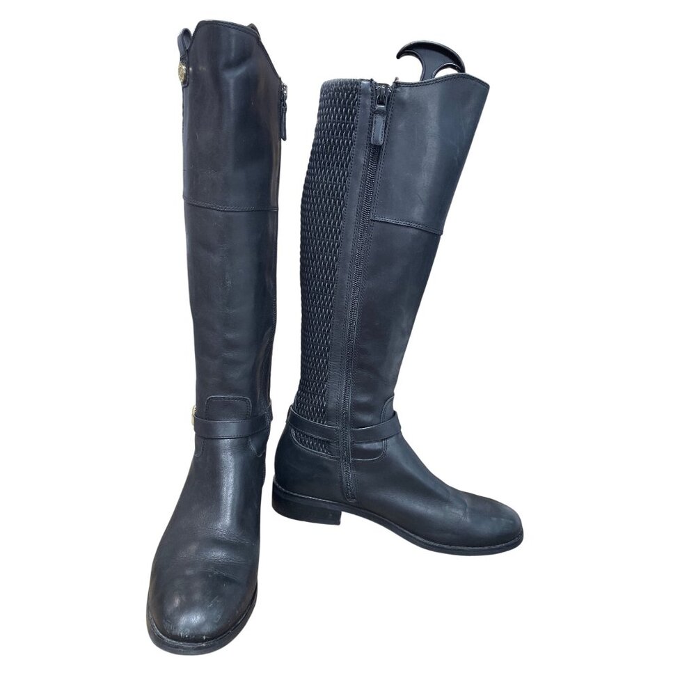 Cole Haan womans Black Leather Knee Equestrian Riding Boots Sz 8B SKU 9509